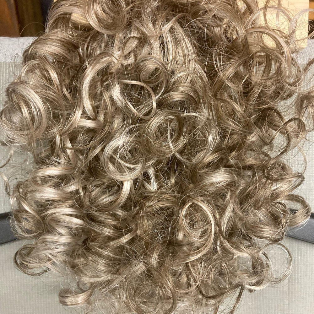 Tan Curly Hair Wig with Voluminous Spiral Curls